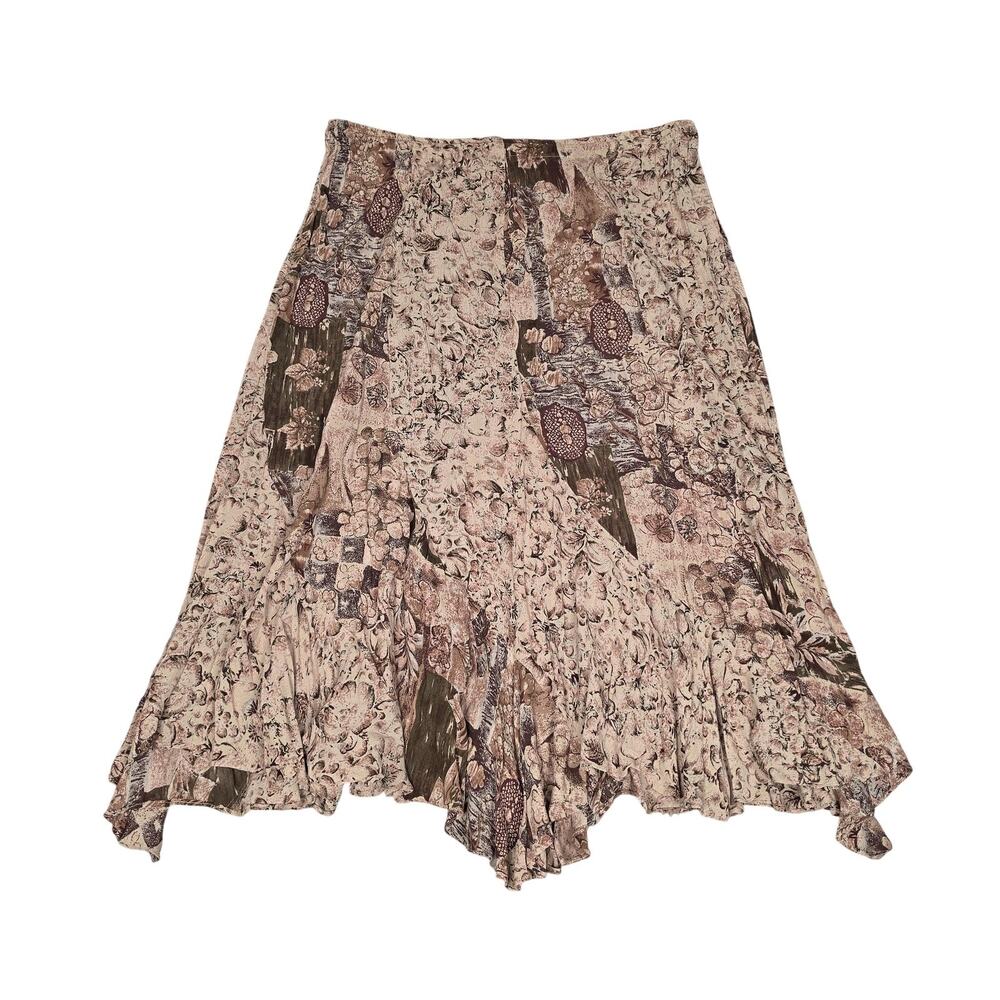 Neo Nostalgia Skirt Womens Medium Floral Rayon Asymmetric Ruffle Hem y2k Boho